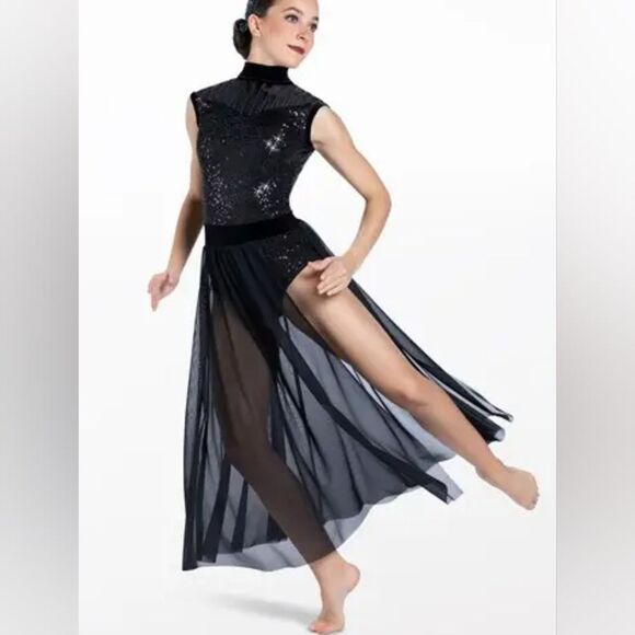 Weissman 13577 Cherry Wine Black Sequin Mock Neck Maxi Dance Dress SA Small - Picture 1 of 10